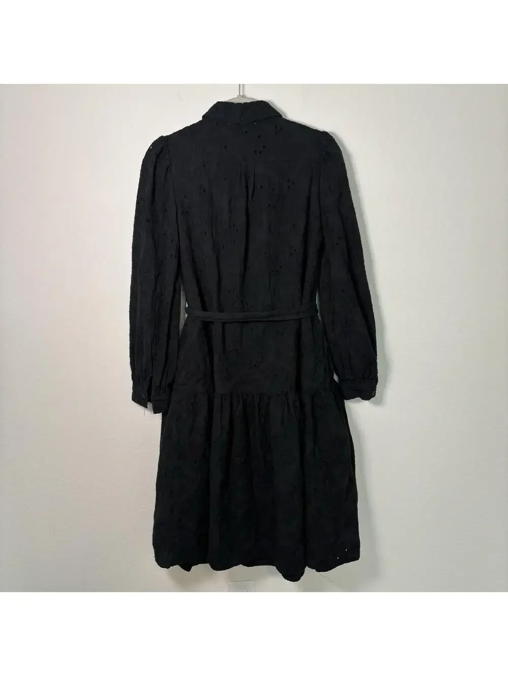 Rachel Parcell Black Eyelet Dress Women’s M Old Money Classy Modest 100% Cotton - Picture 4 of 7